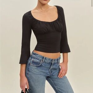 NWT Reformation Black Effie Top size small